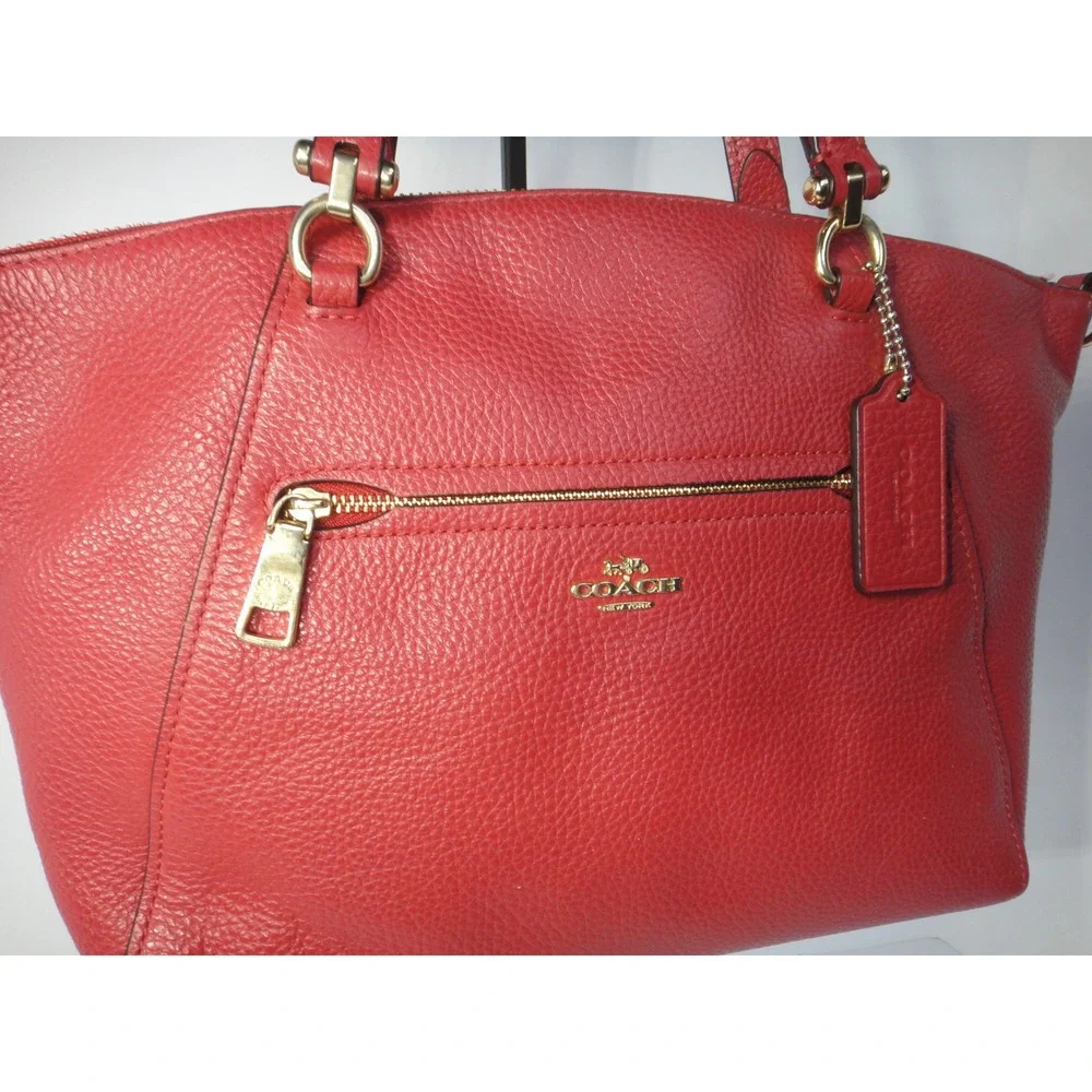 Coach Prairie Satchel Red Pebble Leather Handbag Gold Hardware F79997 Women's